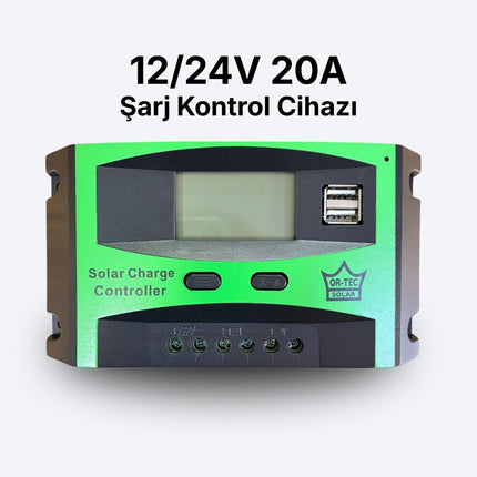 12/24V 20A PWM Şarj Kontrol Cihazı | Güneş Enerjisi Akü Şarj Regülatörü
