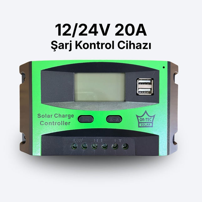 12/24V 20A PWM Şarj Kontrol Cihazı | Güneş Enerjisi Akü Şarj Regülatörü