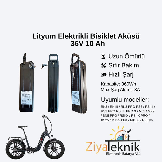 36V 10Ah Lityum Elektrikli Bisiklet Aküsü