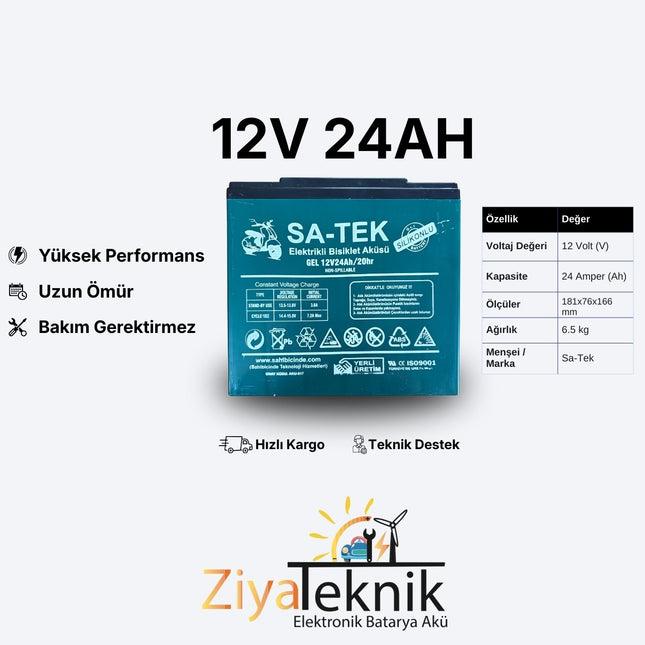 72V Sistemler İçin 6’lı Akü Seti | 12V 24Ah Jel Akü