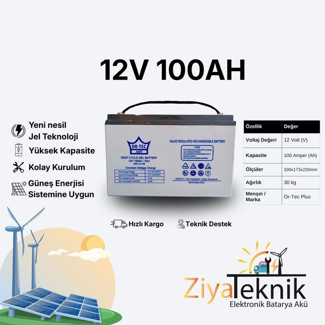 12V 100AH Jel Solar Sistem Aküsü | Uzun Ömürlü 2025 Üretim