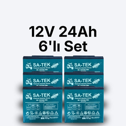 72V Sistemler İçin 6’lı Akü Seti | 12V 24Ah Jel Akü