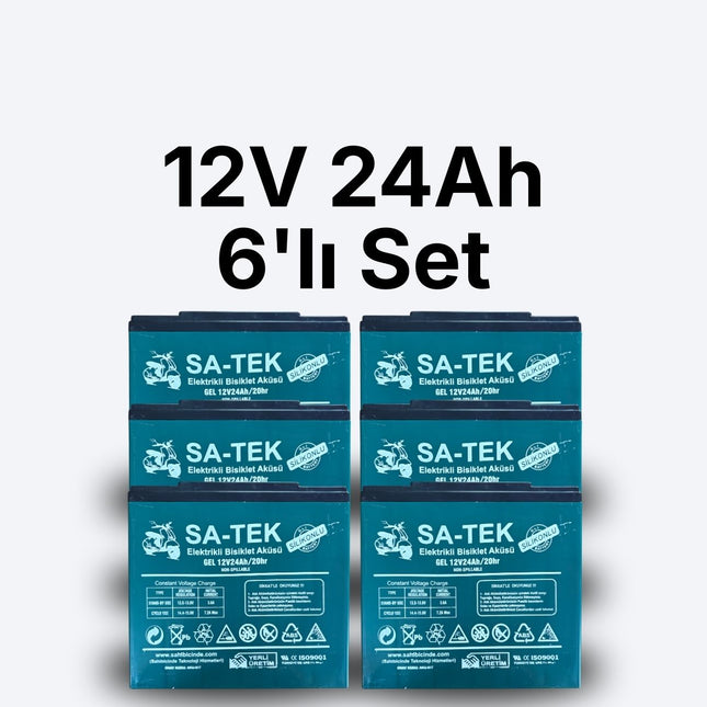 72V Sistemler İçin 6’lı Akü Seti | 12V 24Ah Jel Akü