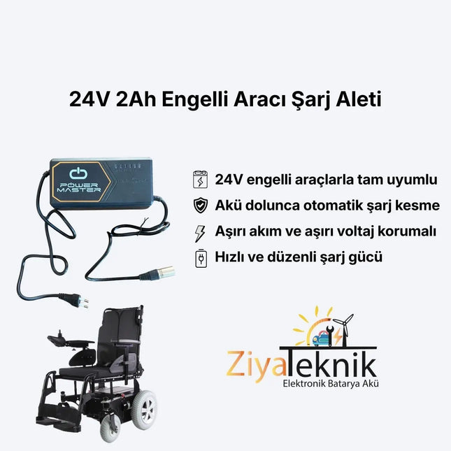 24V 2Ah Engelli Aracı Şarj Cihazı – Güvenli ve Hızlı Şarj - Ziya Teknik