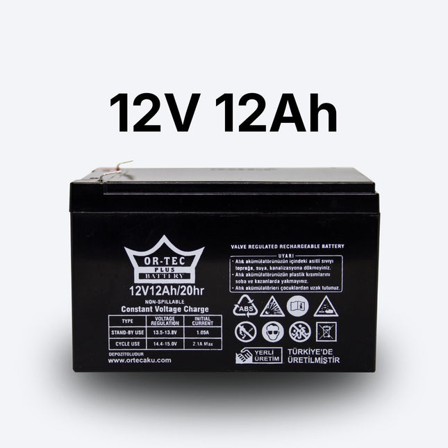 12V 12Ah Ortec Bakımsız Akü | Uzun Ömürlü 2025 Üretim