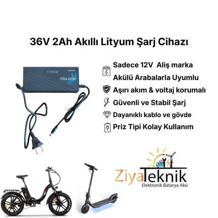 36V 2A Akıllı Lityum Şarj Cihazı