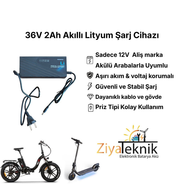 36V 2A Akıllı Lityum Şarj Cihazı