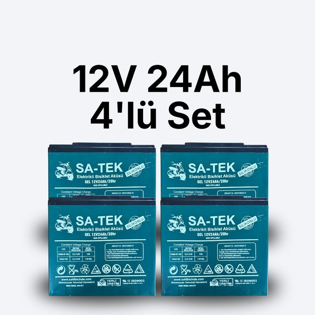 48V Sistemler İçin 4’lü Akü Seti | 12V 24Ah Jel Akü