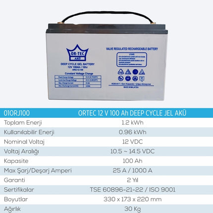 12V 100AH Jel Solar Sistem Aküsü | Uzun Ömürlü 2025 Üretim