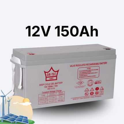 12V 150AH Jel Solar Sistem Aküsü | Uzun Ömürlü 2025 Üretim