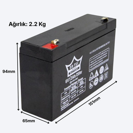 6V 12Ah Ortec Bakımsız Akü – Uzun Ömürlü 2025 Üretim