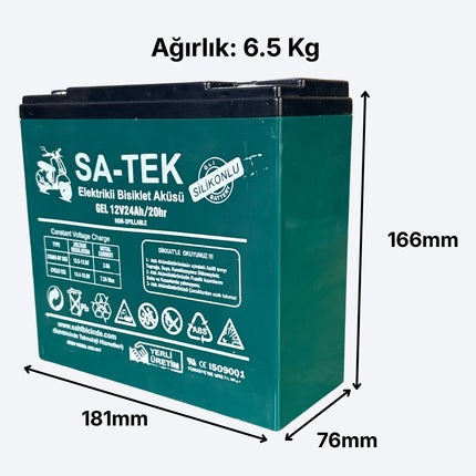 12V 24Ah Jel Akü | Elektrikli Motosiklet Uyumlu