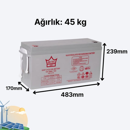 12V 150AH Jel Solar Sistem Aküsü | Uzun Ömürlü 2025 Üretim